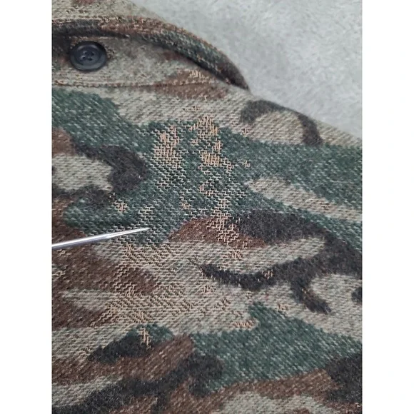 VTG King of the Mountain Wool Camo Hunting Shacket Mens Lg Damanged - Picture 16 of 16